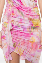Flowering Girl Women Ludema Floral Print Halter Ruched Mini Dress