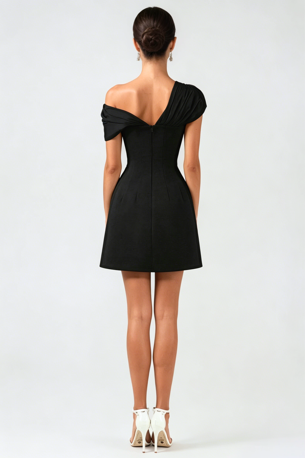 Flowering Girl Women Luzasa Off Shoulder Buttoned Mini Dress - Black