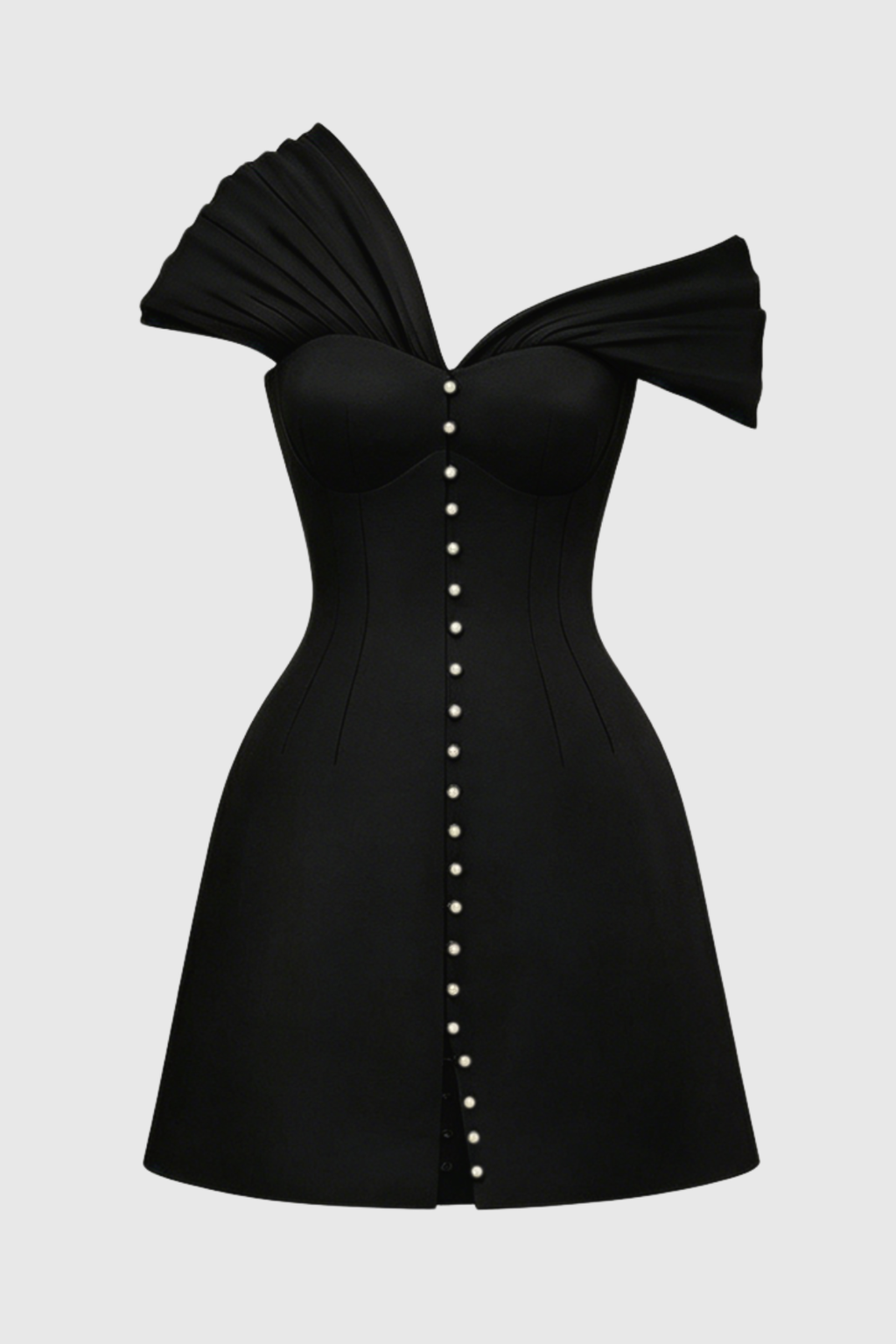 Flowering Girl Women Luzasa Off Shoulder Buttoned Mini Dress - Black