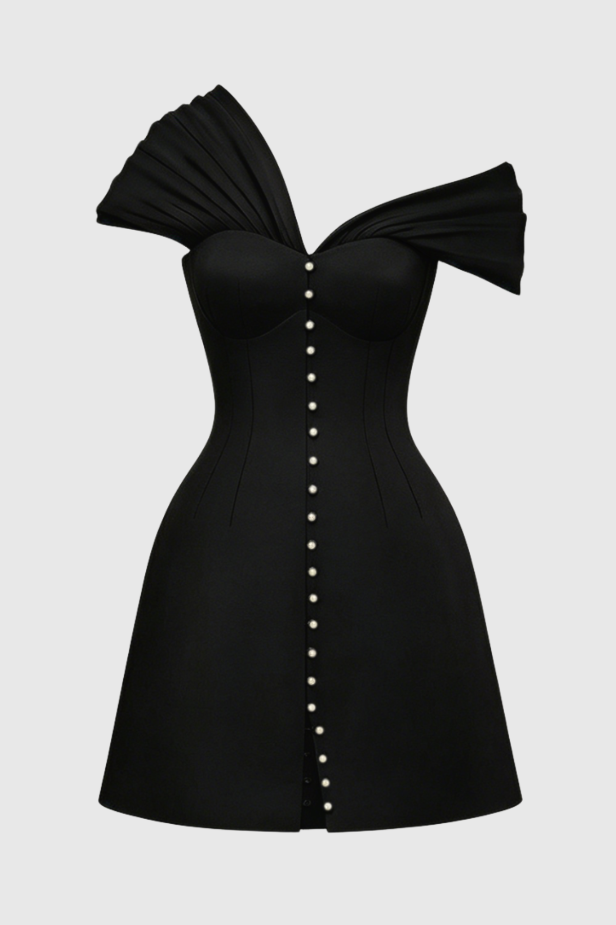 Flowering Girl Women Luzasa Off Shoulder Buttoned Mini Dress - Black