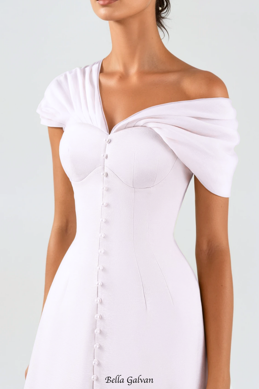 Luzasa Off Shoulder Buttoned Mini Dress - Pink