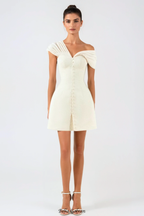 Flowering Girl Women Luzasa Off Shoulder Buttoned Mini Dress - White