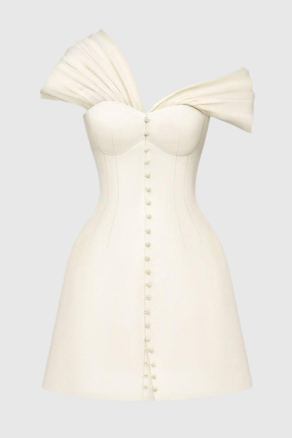 Flowering Girl Women Luzasa Off Shoulder Buttoned Mini Dress - White