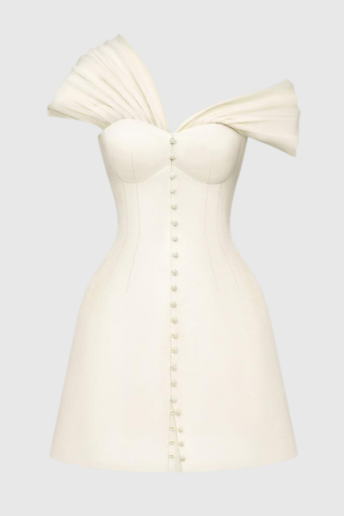 Flowering Girl Women Luzasa Off Shoulder Buttoned Mini Dress - White