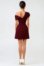 Flowering Girl Women Luzasa Off Shoulder Buttoned Mini Dress - Wine