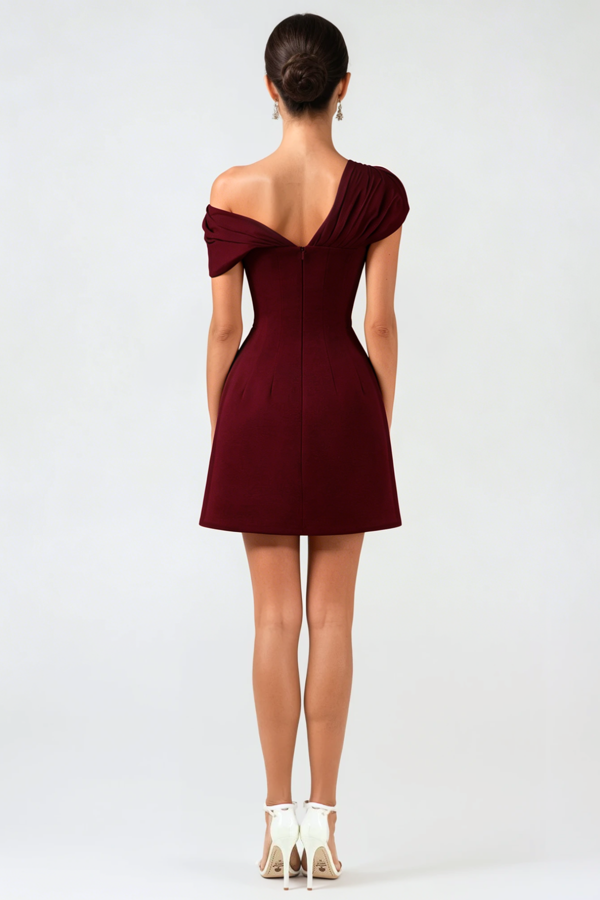 Flowering Girl Women Luzasa Off Shoulder Buttoned Mini Dress - Wine