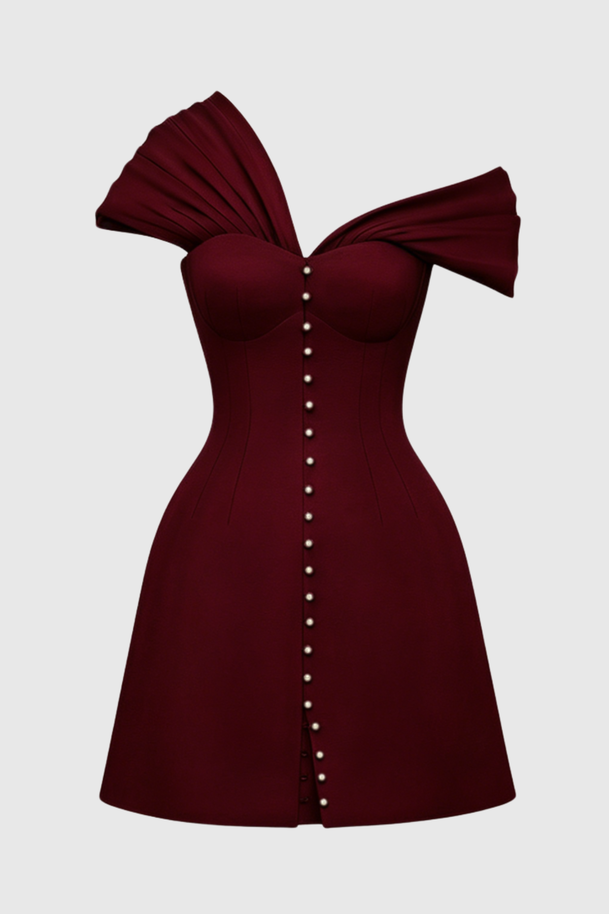 Flowering Girl Women Luzasa Off Shoulder Buttoned Mini Dress - Wine
