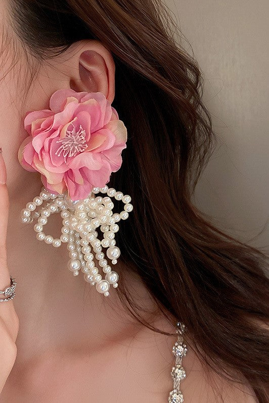 Flowering Girl Women Lydia Floral Pearl Earrings