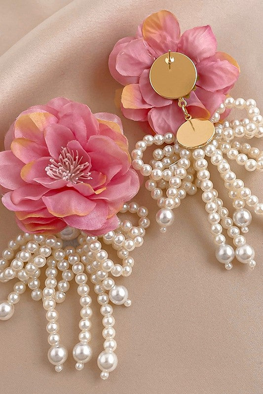 Flowering Girl Women Lydia Floral Pearl Earrings