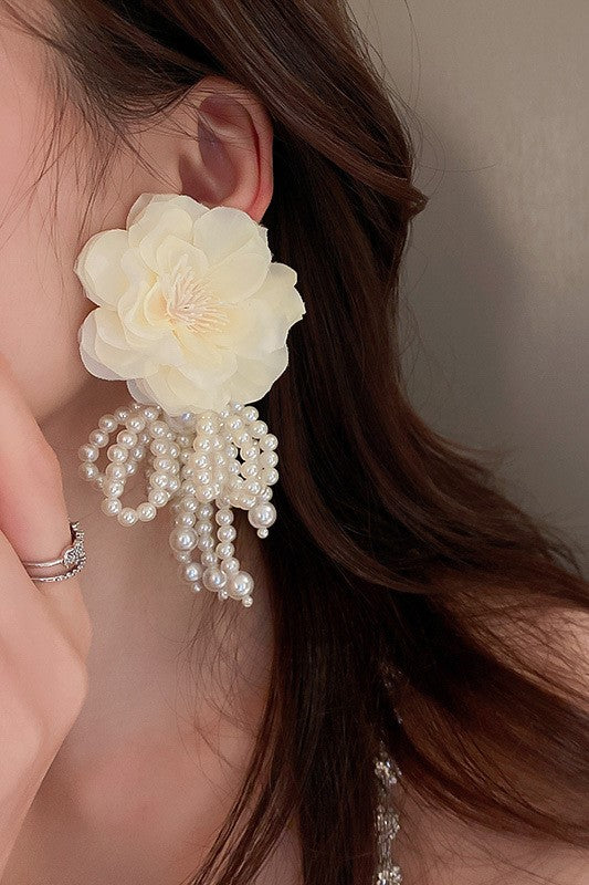 Flowering Girl Women Lydia Floral Pearl Earrings