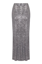 Flowering Girl Women Lyric Sequin Floral Slit Maxi Skirt