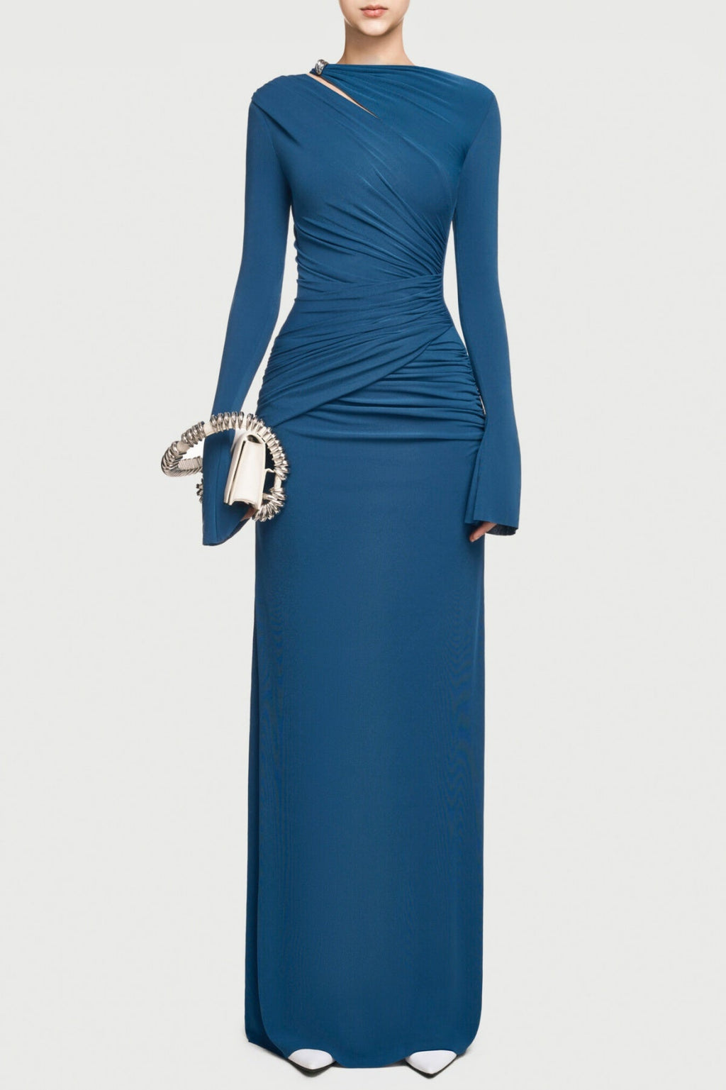 Flowering Girl Women Lysander Asymmetrical Drape Cutout Maxi Dress - Blue