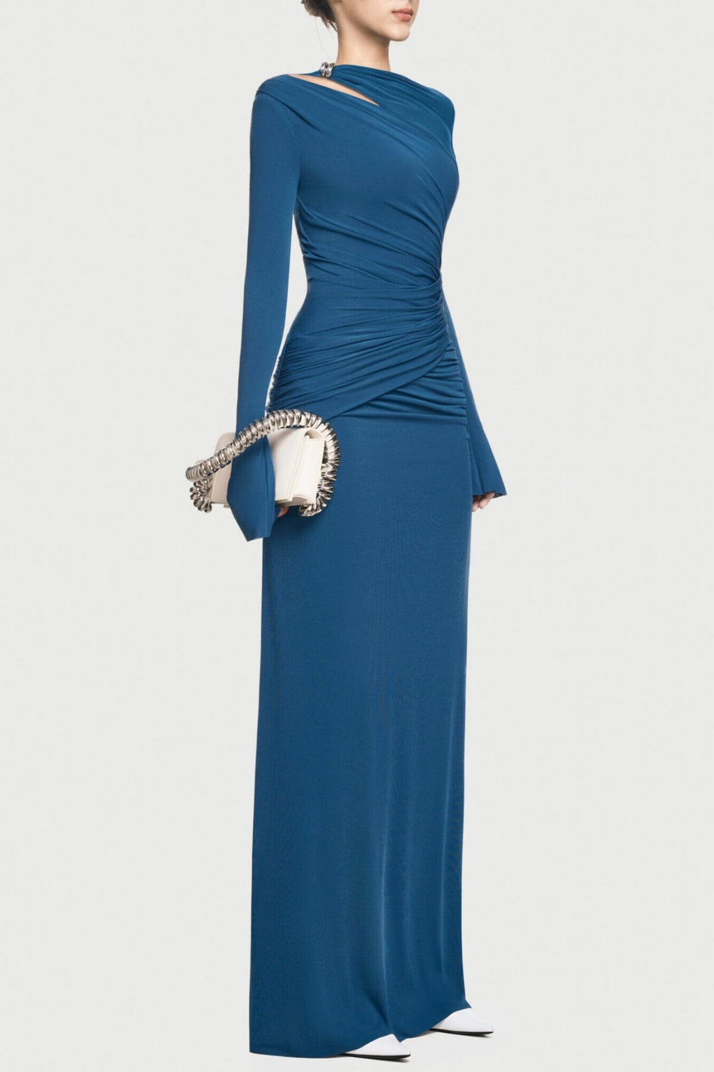 Flowering Girl Women Lysander Asymmetrical Drape Cutout Maxi Dress - Blue
