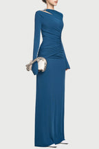 Flowering Girl Women Lysander Asymmetrical Drape Cutout Maxi Dress - Blue