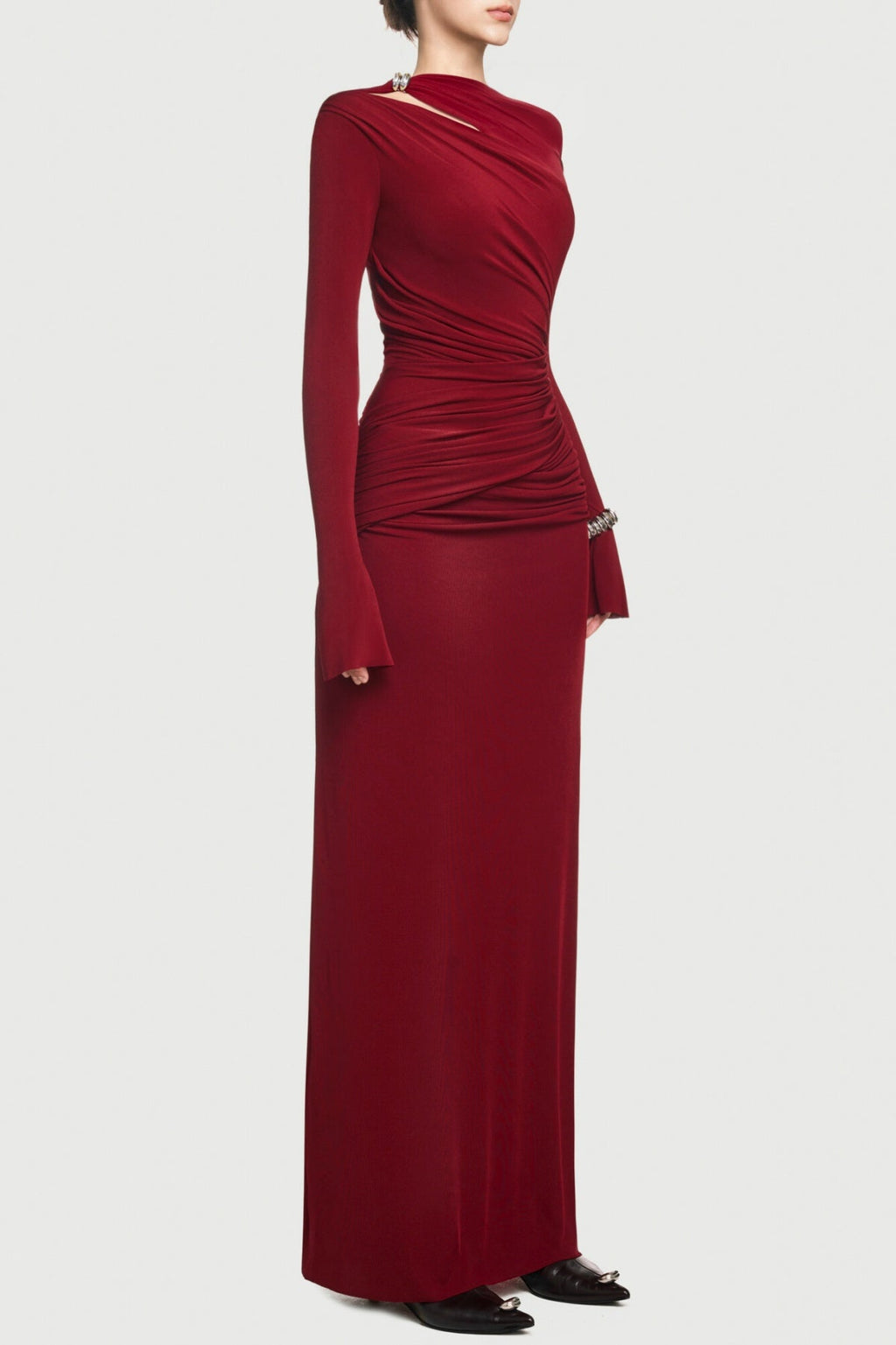 Flowering Girl Women Lysander Asymmetrical Drape Cutout Maxi Dress - Red