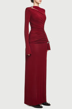 Flowering Girl Women Lysander Asymmetrical Drape Cutout Maxi Dress - Red
