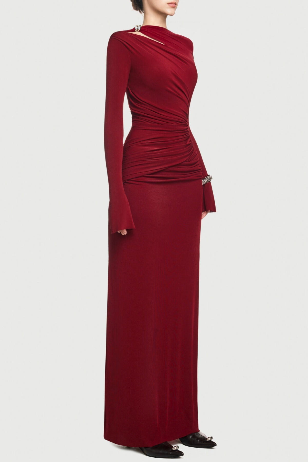 Flowering Girl Women Lysander Asymmetrical Drape Cutout Maxi Dress - Red