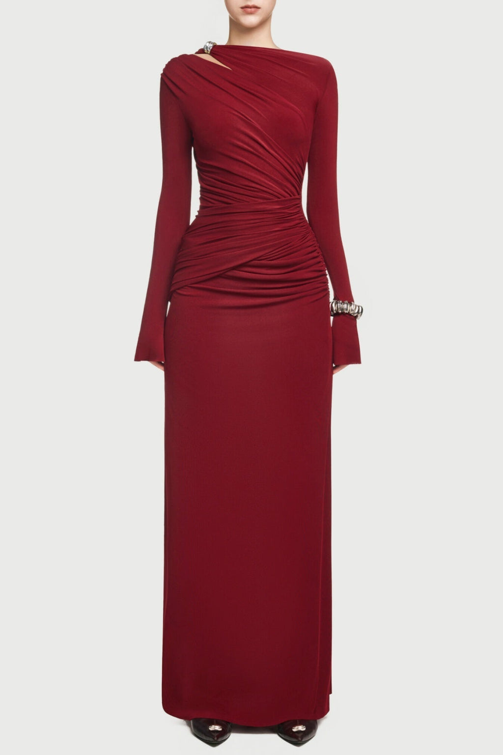 Flowering Girl Women Lysander Asymmetrical Drape Cutout Maxi Dress - Red