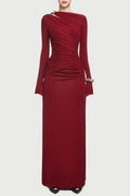 Flowering Girl Women Lysander Asymmetrical Drape Cutout Maxi Dress - Red