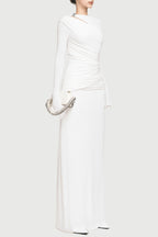 Flowering Girl Women Lysander Asymmetrical Drape Cutout Maxi Dress - White