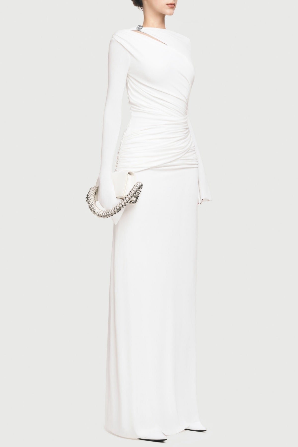 Flowering Girl Women Lysander Asymmetrical Drape Cutout Maxi Dress - White