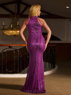 Cold Shoulder Beads Chain Cocktail Dress