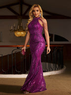 Geometric Sequin Chain Mermaid Prom Dress