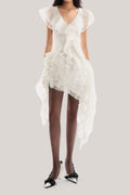 Flowering Girl Women moira irregular ruffled mini dress in white
