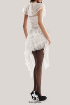 Flowering Girl Women moira irregular ruffled mini dress in white