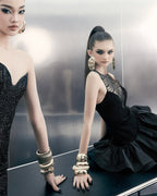 Flowering Girl Women jessica sequin tulle ruched hem mini dress in black
