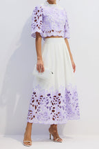 diana Floral Embroidered Two-Piece Set in purple
