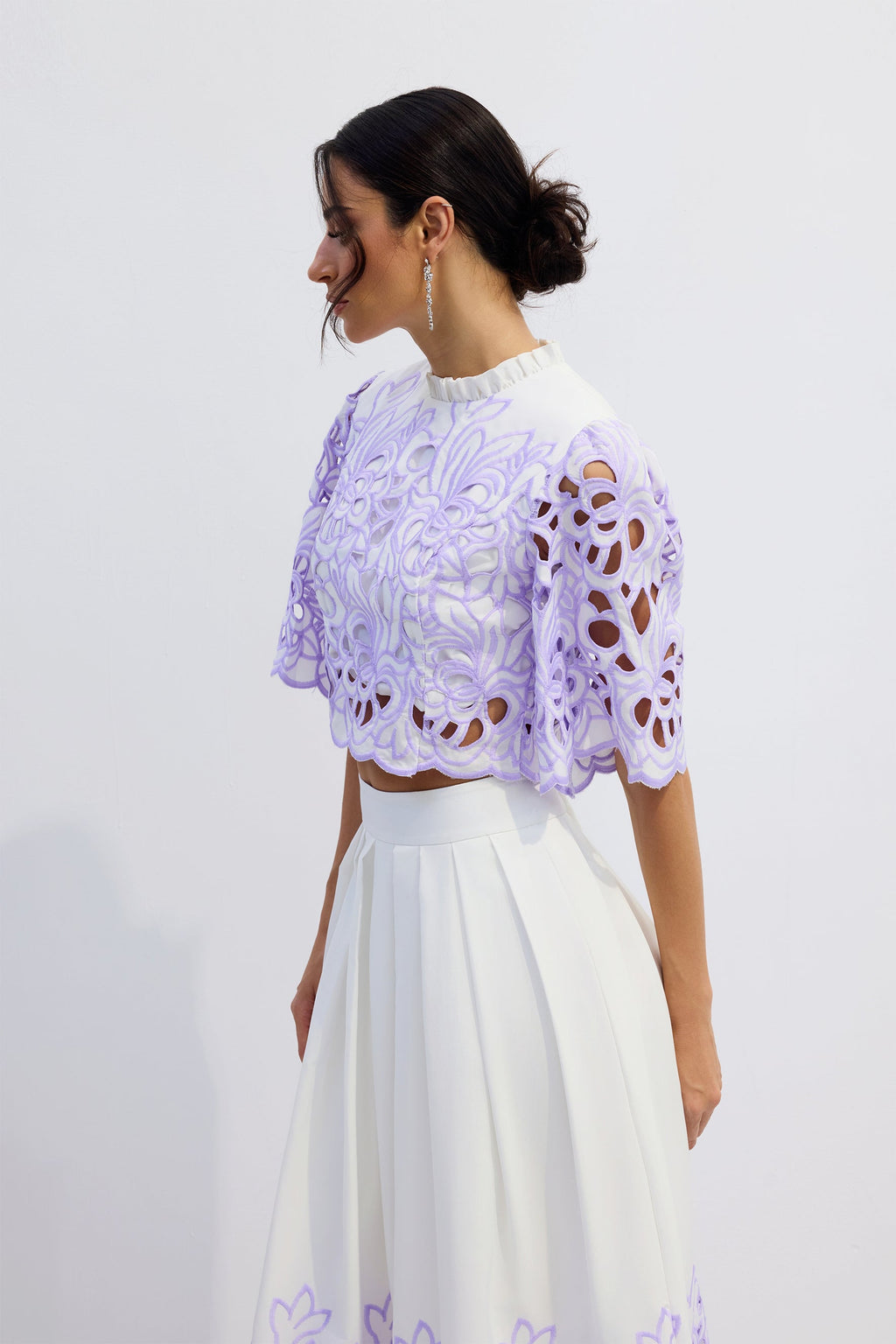 diana Floral Embroidered Two-Piece Set in purple