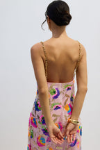 Fanny Embroidered Sequins Backless Maxi Dress