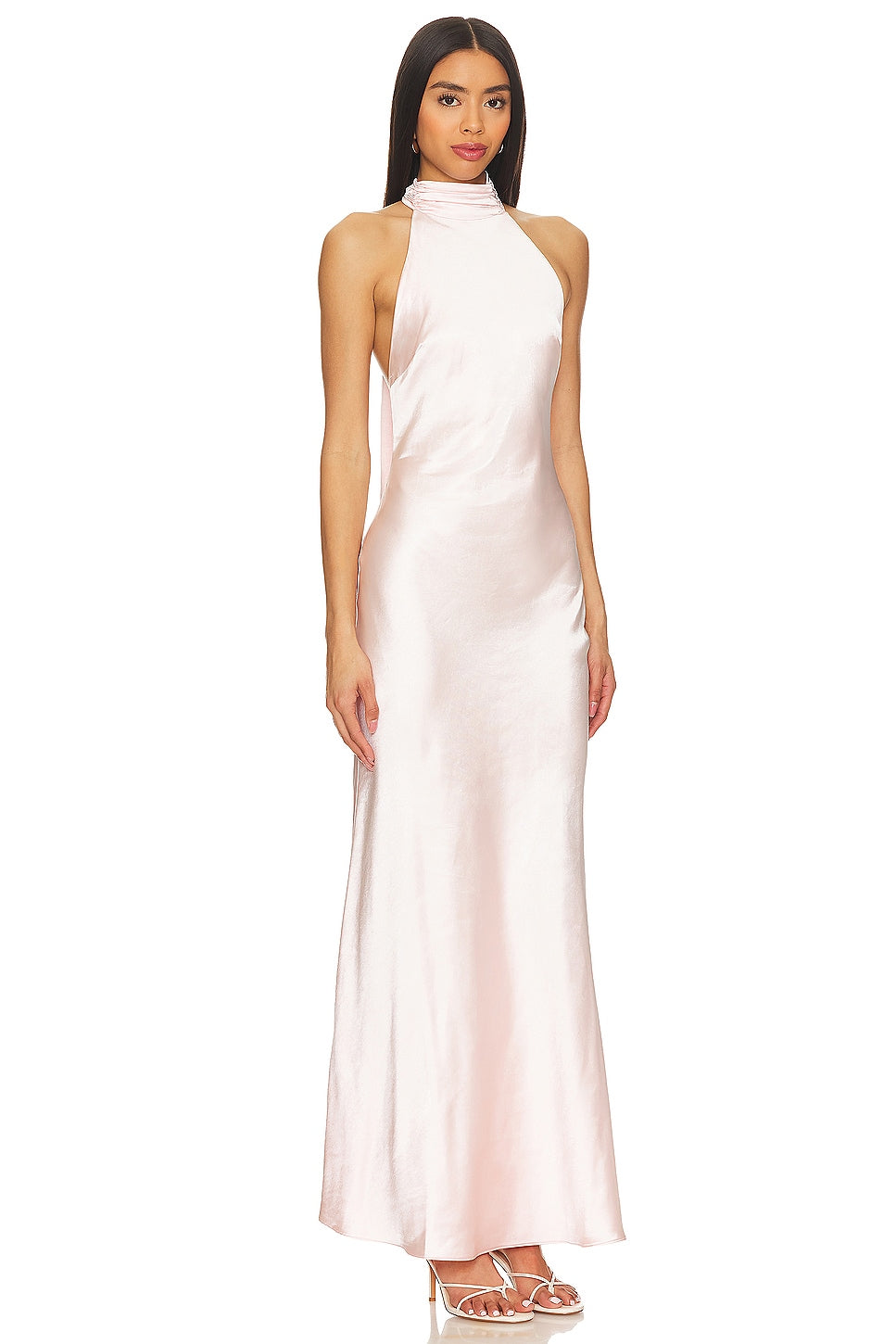 Flowering Girl Women The 'Evianna' Satin Dress In Baby Pink