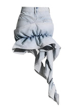Flowering Girl Women Madiya Asymmetric Ruffle Denim Mini Skirt