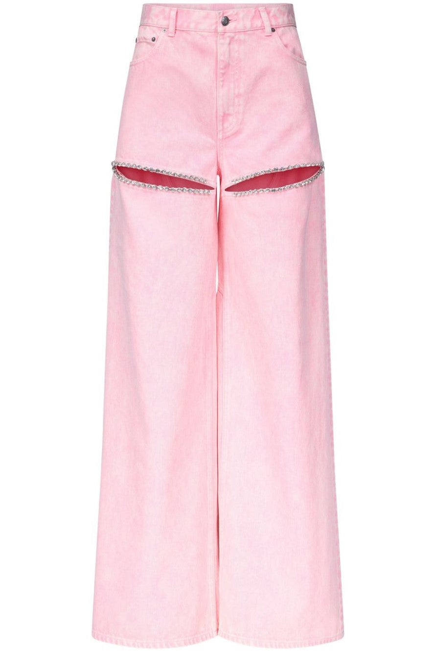 Flowering Girl Women Maeia Rhinestone Cutout Jeans - Pink