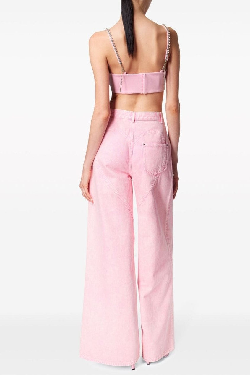 Flowering Girl Women Maeia Rhinestone Cutout Jeans - Pink