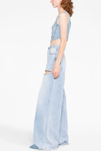 Flowering Girl Women Maeia Rhinestone Cutout Jeans - Blue