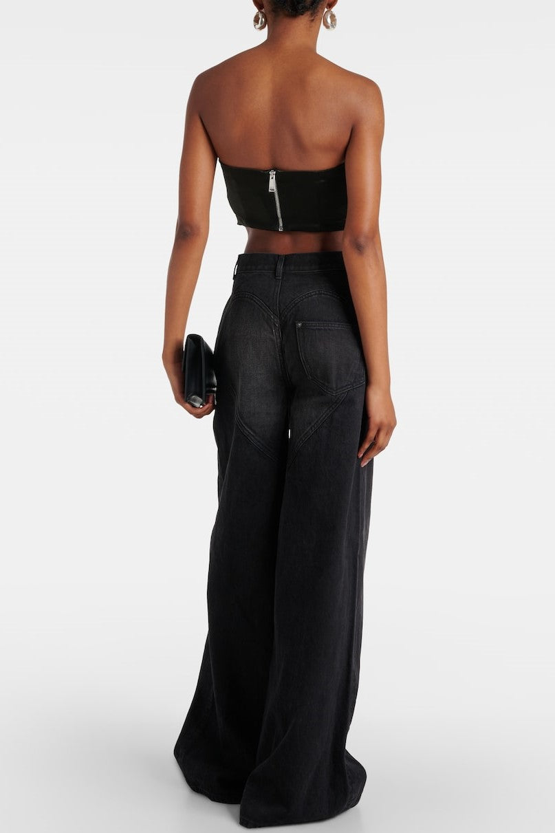 Flowering Girl Women Maeia Rhinestone Cutout Jeans - Black
