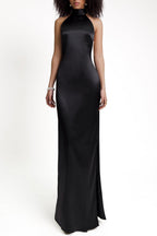 Flowering Girl Women Maelis Pearl Satin Halter Maxi Dress - Black
