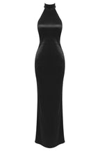 Flowering Girl Women Maelis Pearl Satin Halter Maxi Dress - Black