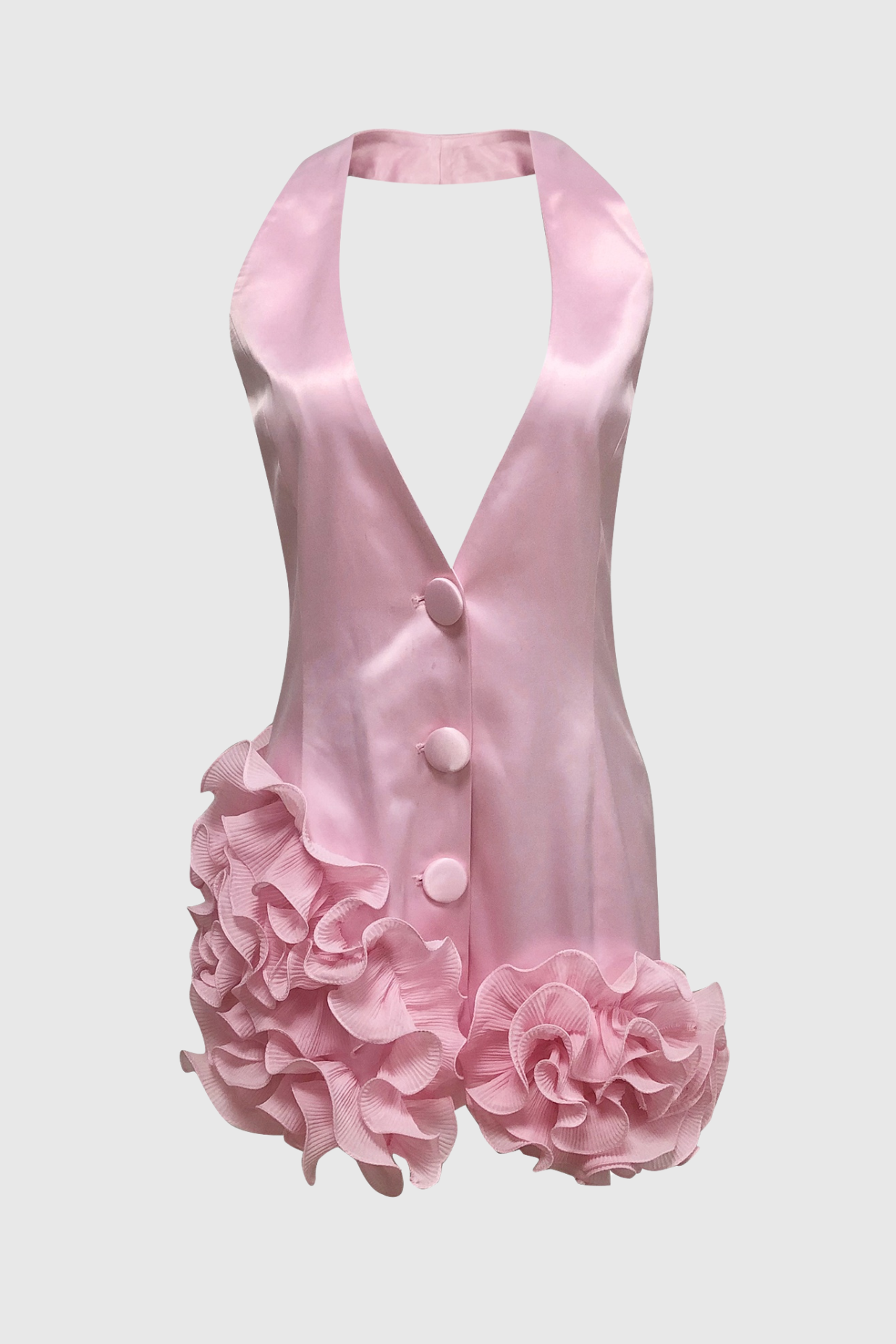 Flowering Girl Women Magezi Satin Floral Halter Mini Dress
