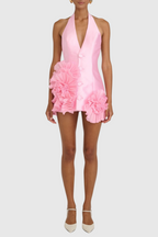 Flowering Girl Women Magezi Satin Floral Halter Mini Dress