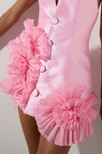Flowering Girl Women Magezi Satin Floral Halter Mini Dress