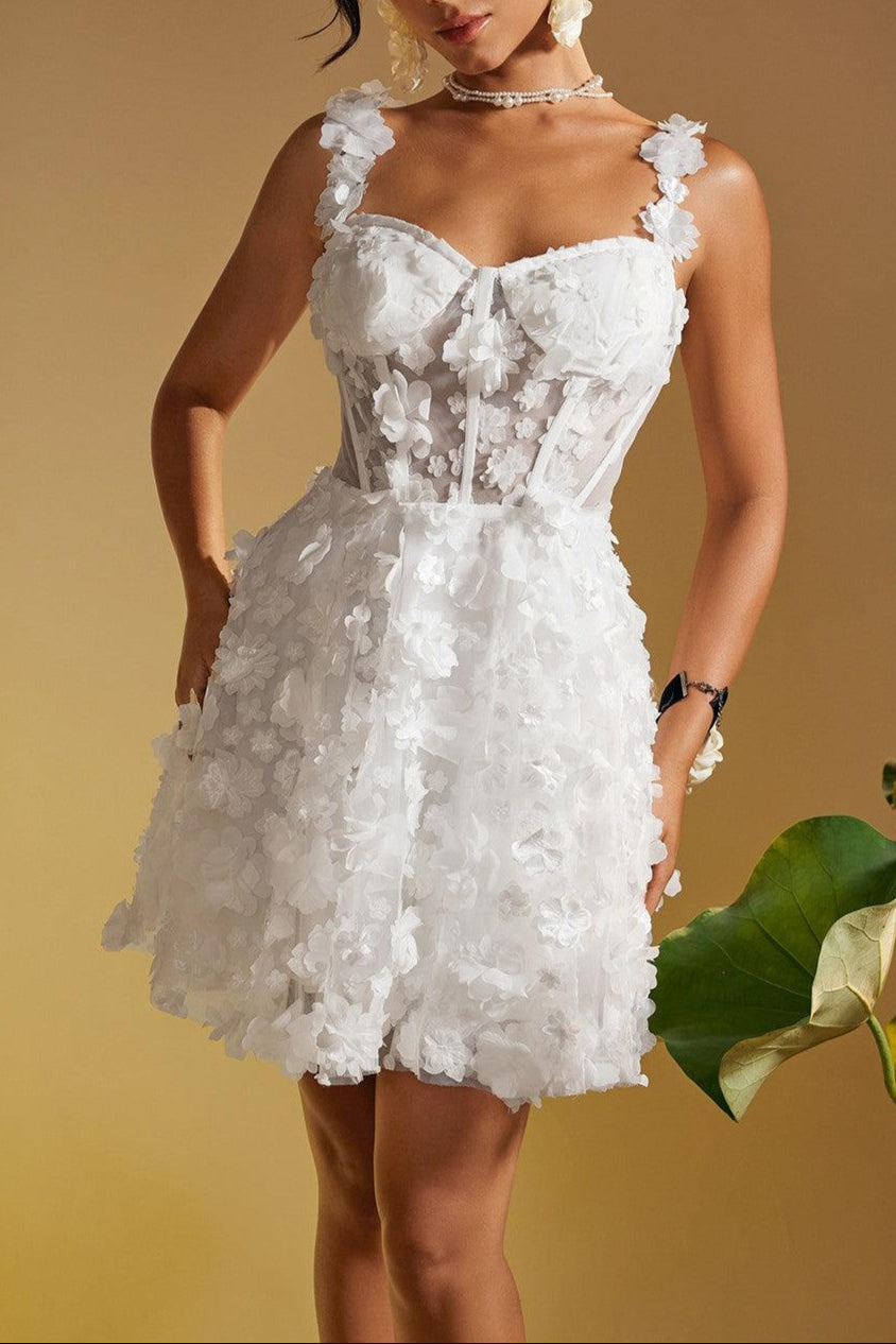 Flowering Girl Women Magni Spaghetti Flower Mini Dress