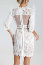 Flowering Girl Women Magnolia Lace-Embroidered Mini Dress