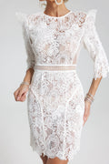 Flowering Girl Women Magnolia Lace-Embroidered Mini Dress