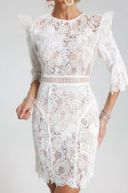 Flowering Girl Women Magnolia Lace-Embroidered Mini Dress