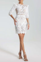 Flowering Girl Women Magnolia Lace-Embroidered Mini Dress