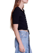 MOSEAL RHINESTONE SNAP CROP TOP